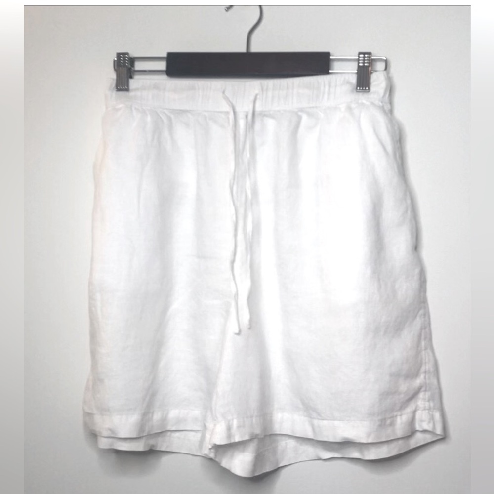 Tahari White Linen Drawstring Shorts